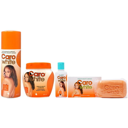 Caro White Set-1 (Lotion + Cream 16.9 Oz + Oil 1.7 Oz + Soap 6.3 Oz)